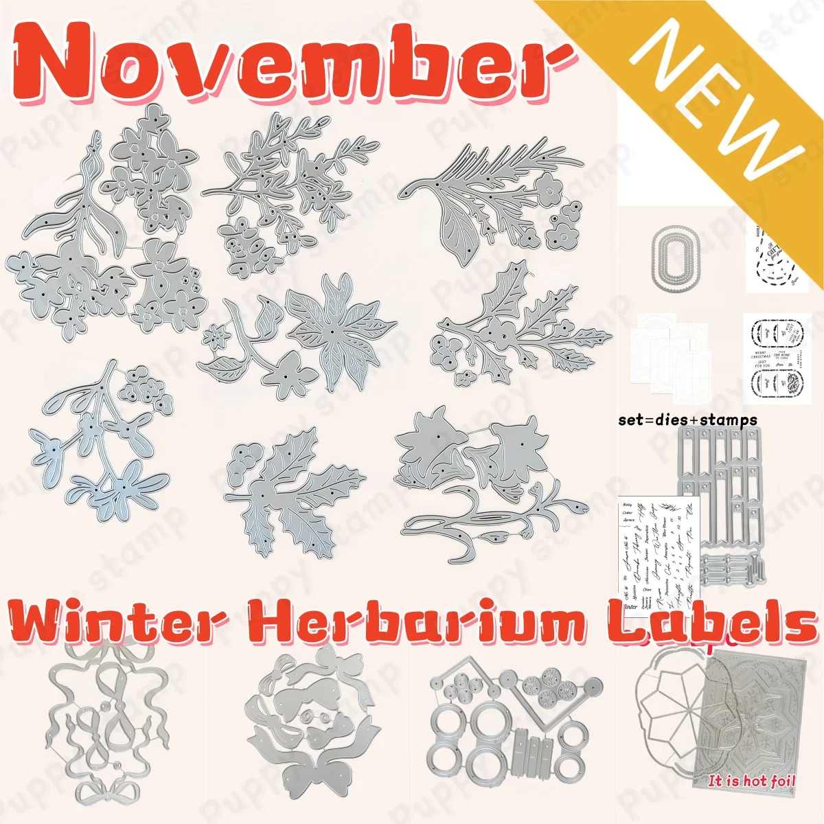 Winter Clothing Label - Winter Herbarium Labels Metal Cutting Dies
