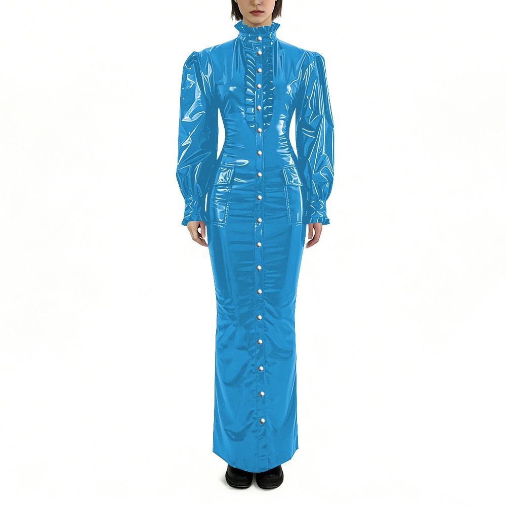 Winter Clothing Plus Size - Glossy PVC Long Pencil Dress Plus