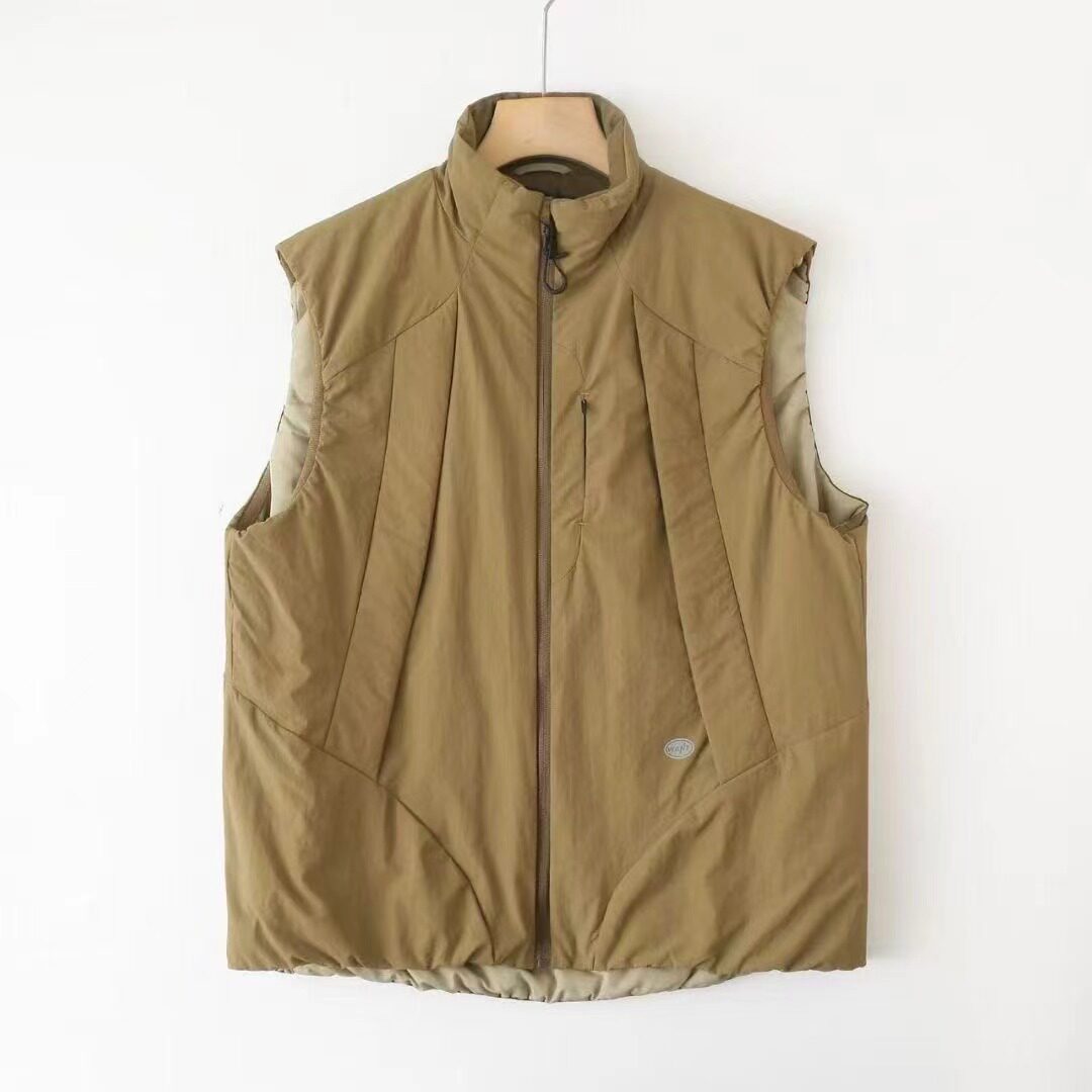 Padded Vest Gilet - American Retro Techwear Stand Collar Zip