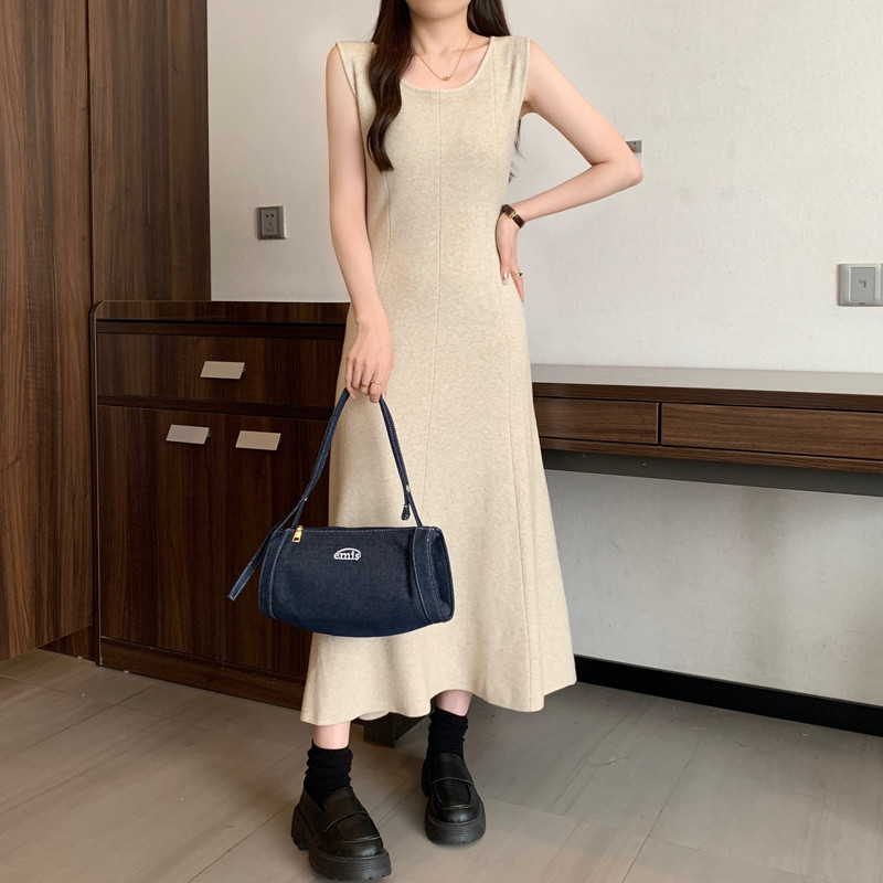 Winter Clothing Plus Size - Elegant solid sleeveless Knit Vintage O-neck