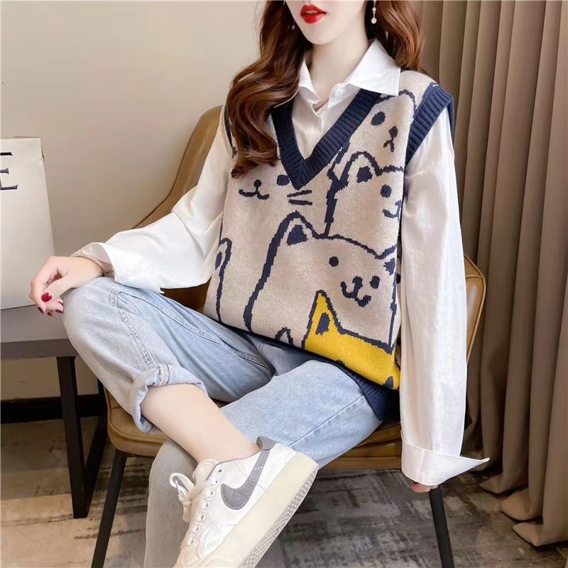 Brand Women's Knitted Vest Tan - Winter Clothing Label 评论和价格