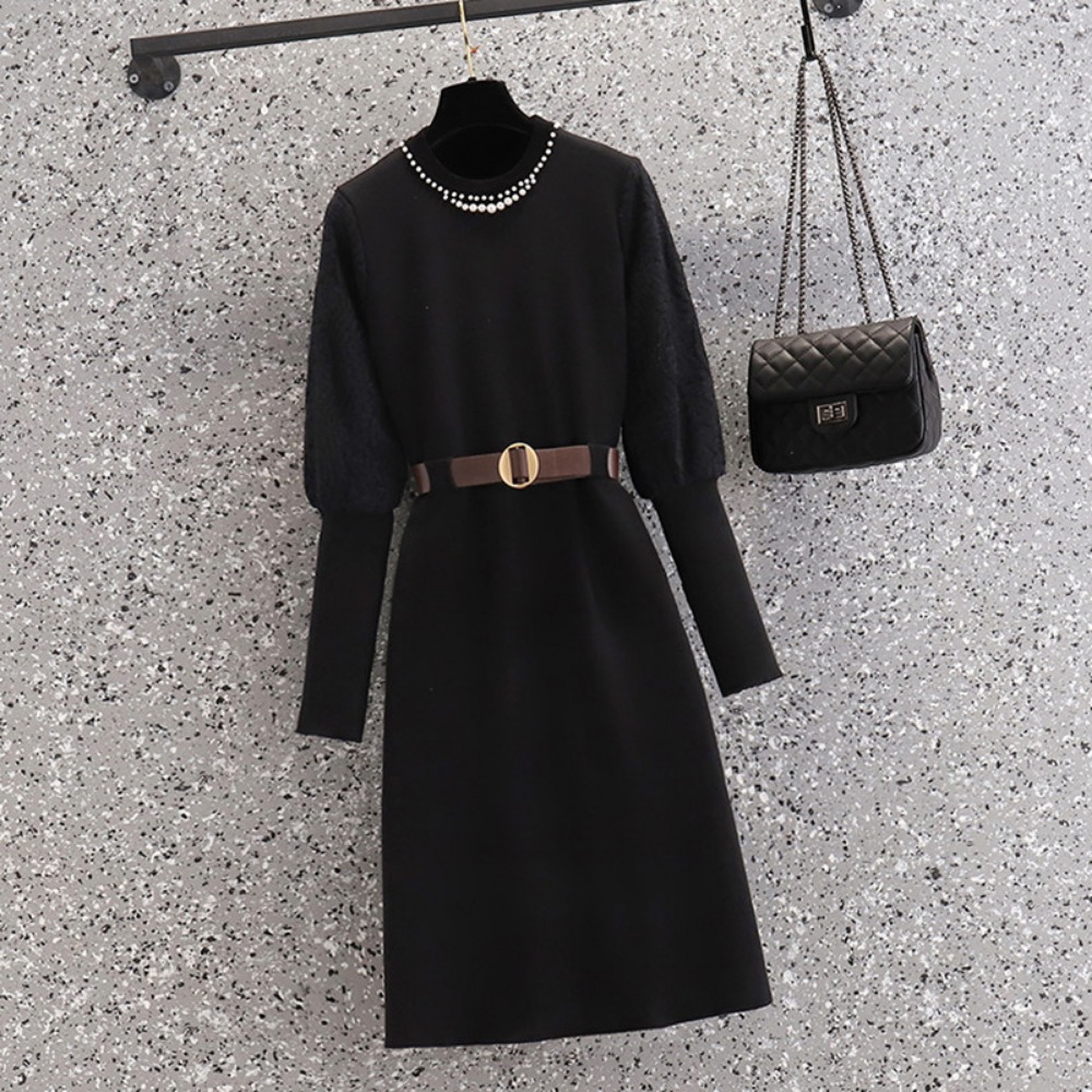 casual Elegant Beading Knit Sp - Winter Clothing Plus Size 评论和价格