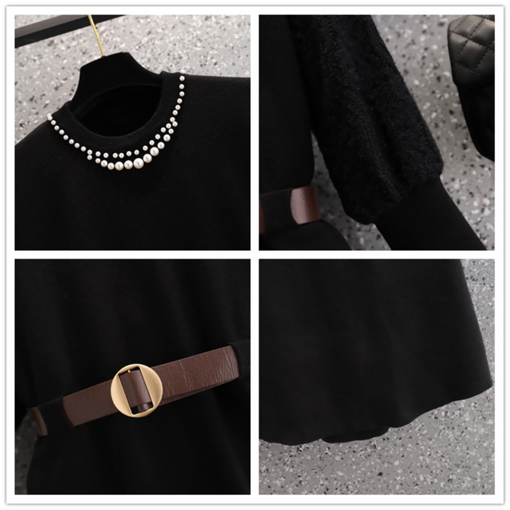 casual Elegant Beading Knit Sp - Winter Clothing Plus Size 评论和价格