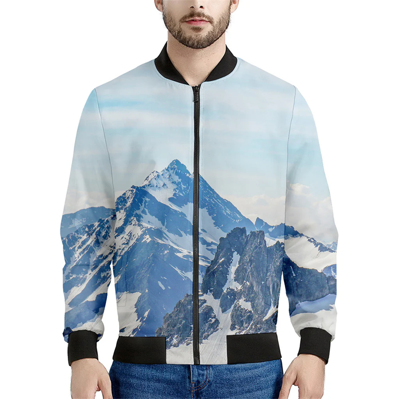 Mountain 3D Printed Bomber Jac - Quality Winter Clothing Bomber Jacket 评论和价格