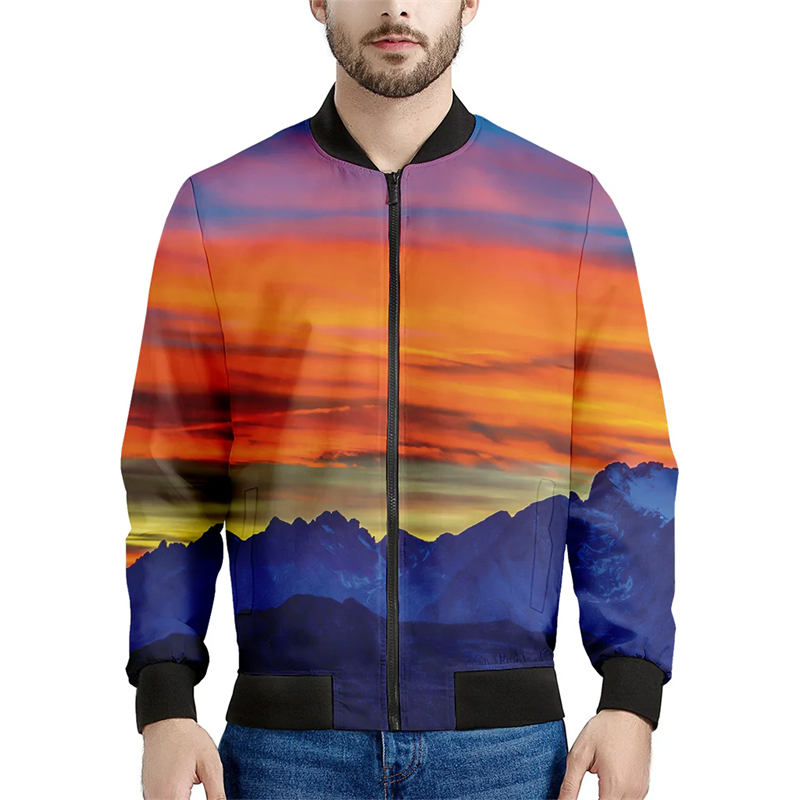 Mountain 3D Printed Bomber Jac - Quality Winter Clothing Bomber Jacket 评论和价格