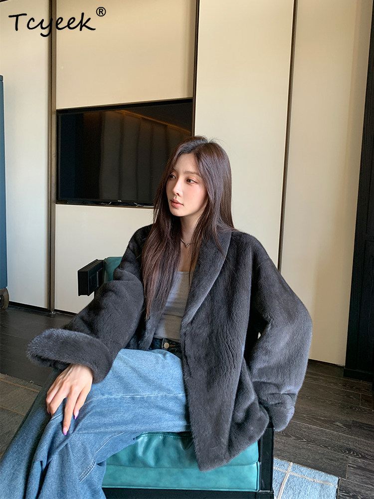 Tcyeek Natural Mink Fur Coat W - Winter Clothing Label 评论和价格